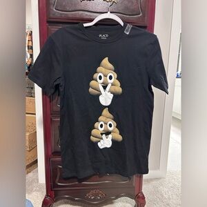 Children’s Place Black Emoji Poo Graphic Tee Size XXL 16